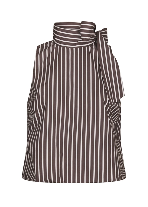 Veda wide stripe top Dark Brown Neo Noir