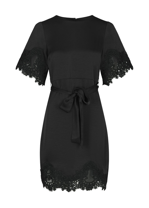 Xelina satin lace kjole Black Neo Noir 