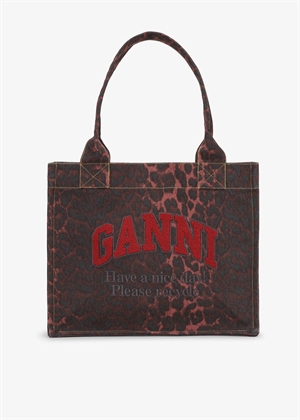 Large Easy shopper print Leo Racing Red A6629 Ganni 