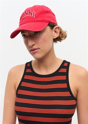 Washed cotton canvas Emb cap Fiery Red A6903 Ganni 