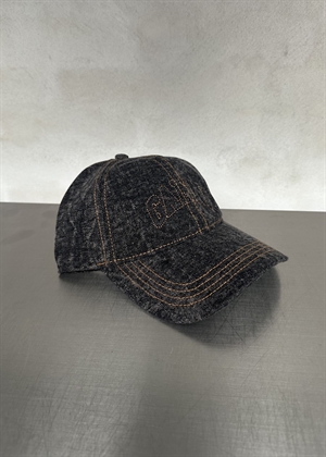 Denim cotton washed cap Washed Black/Black A6921 Ganni 
