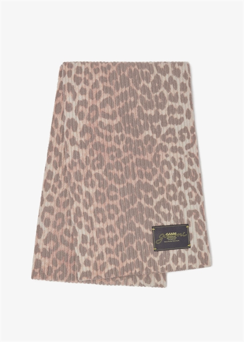 Graphic wool knit scarf Leopard A7267 Ganni 