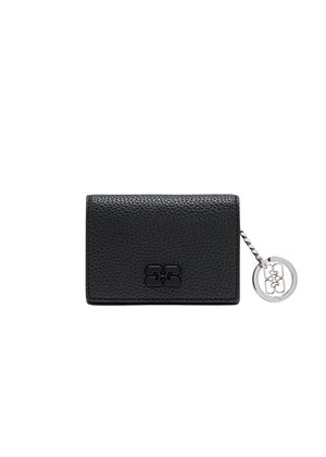 Ganni grained card holder with flap Black/Black A7278 Ganni 