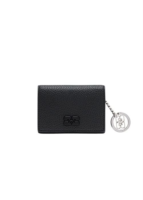 Ganni grained card holder with flap Black/Black A7278 Ganni 