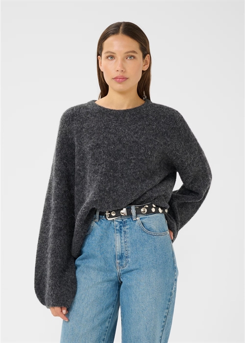 Alpha slit pullover Charcoal Melange Gestuz