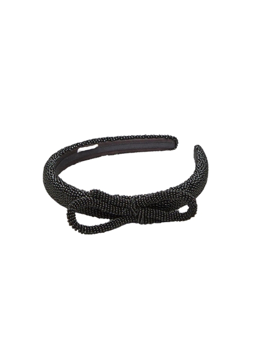 Bow slim beaded hairbrace Sort Becksøndergaard 