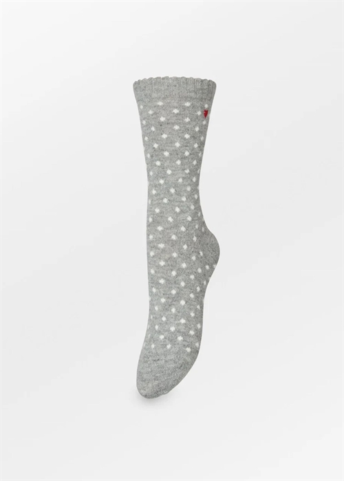 Dotted wola sock Grey Melange Becksøndergaard 