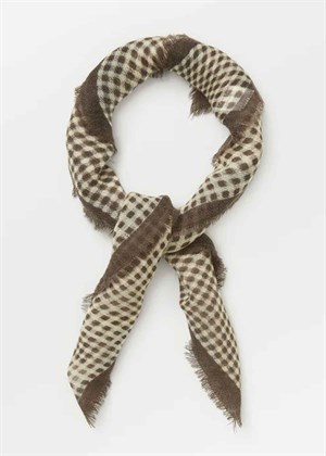 Gingham Wica scarf Deep Taupe Brown Becksøndergaard 