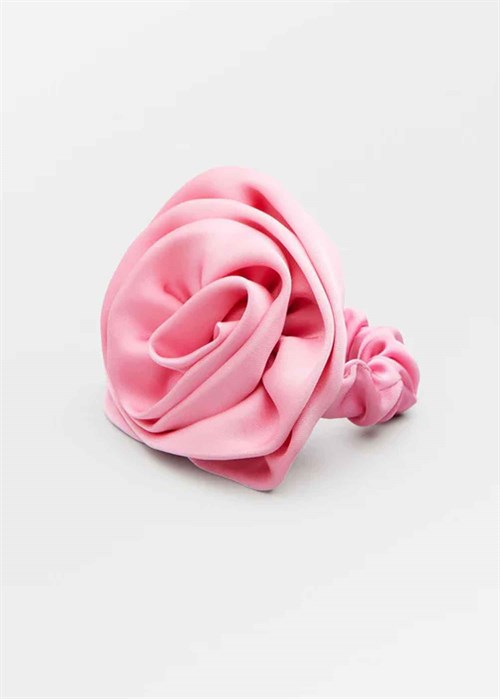 Satin flower hair tie Hot pink Becksøndergaard 