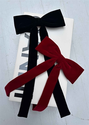 Velvet bow hair clip Sort Becksøndergaard 