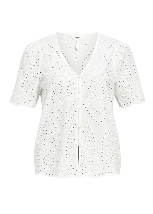 Bitten ss v-neck bluse Cloud Dancer Object 