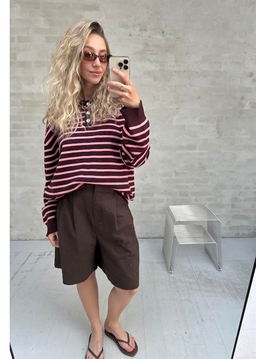 Adanne stripe polo bluse Bordeaux/PInk Boii Studios