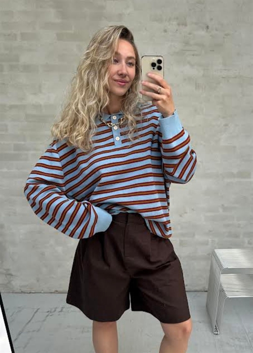 Adanne stripe polo bluse Blue Boii Studios 