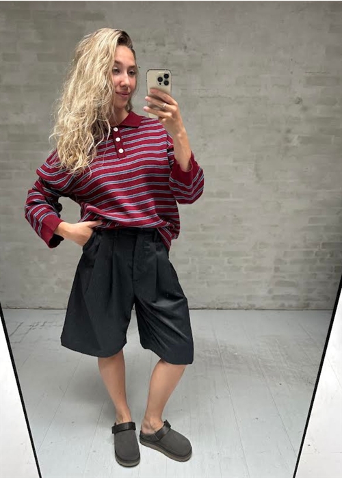Adanne stripe polo bluse Wine/Blue Boii Studios