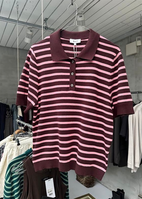 Aduna polo knit Stripe Bordeaux Boii Studios 