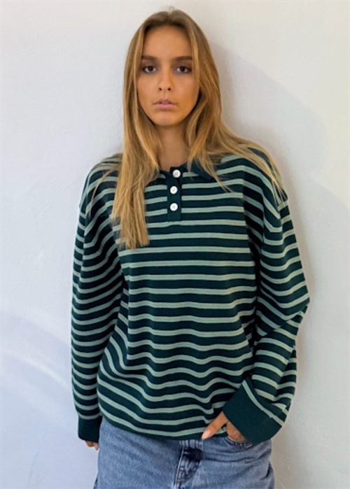 Adanne stripe polo bluse Green/Salvie Boii Studios 