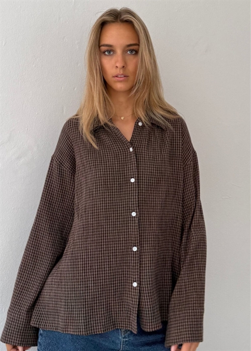 Tinsi check skjorte Mocca/Brown Boii Studios
