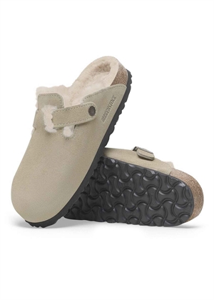 Boston Shearling LEVE sandal Taupe Birkenstock 