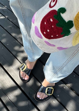 Madrid Big buckle sandal High Shine Black Birkenstock