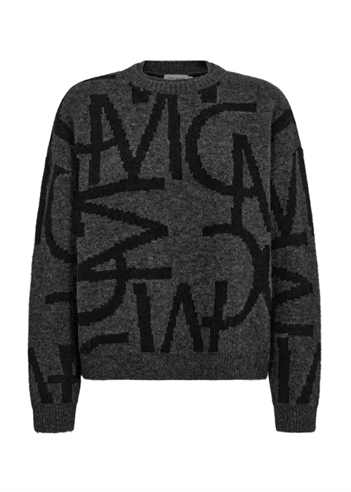 Ibra jaquard pullover Black W. Grey Pinstripe Copenhagen Muse