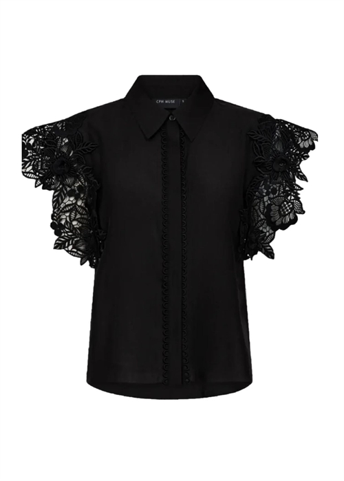 Molly 3D lace skjorte top Sort Copenhagen Muse 