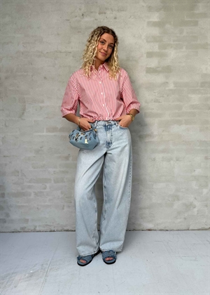 Cropped striped cotton skjorte Red Stripe Stella Nova