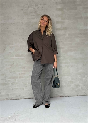 Dalma c poplin skjorte Warm Grey Neo Noir 