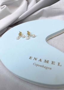 2 pearls earring Forgyldt Enamel 