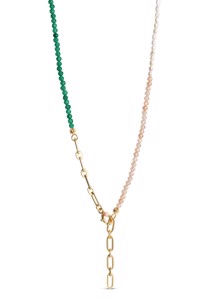 Gabriella necklace Green, peach & pearl Enamel 