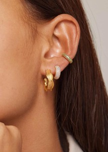 Sparkling cuff earring Green Enamel 