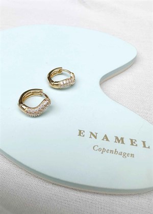 Sparkling curve small hoops Clear Enamel 
