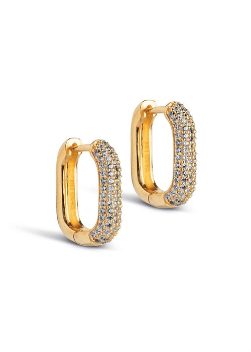 Sparkling square 15mm hoops Clear Forgyldt Enamel 