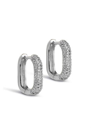 Sparkling square 15mm hoops Clear Silver Enamel 