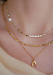 Wishbone necklace Clear Enamel 