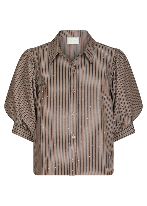 Etta soft stripe stone skjorte Brown Neo Noir 