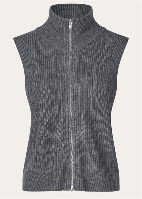 Fave knit zip vest Dark Grey Melange Oval Square