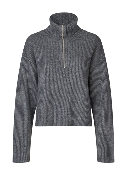 Fave zip knit Dark Grey Melange Oval Square 