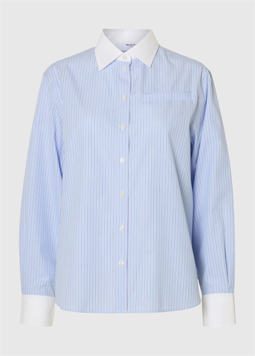 Filina relaxed contrast ls skjorte Cashmere Blue Stripes Selected Femme 