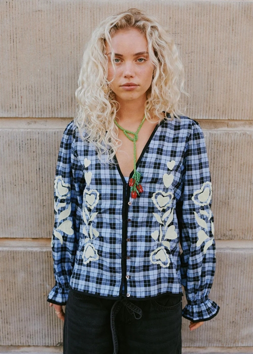 Fran bluse Blue Check Sissel Edelbo 