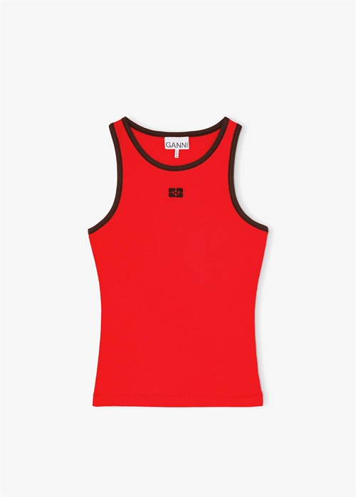 Soft cotton rib tank top Hight Risk Red A1040387 Ganni 