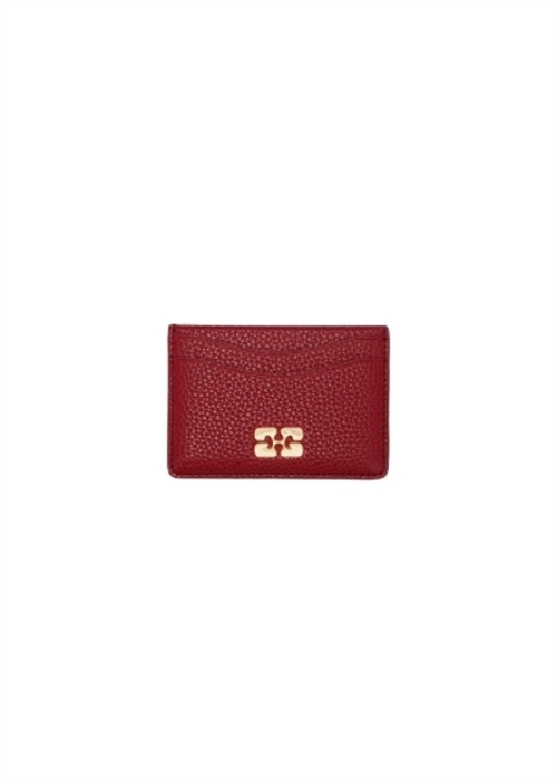 Card holder grained Gold Red Dahlia B3010044 Ganni 