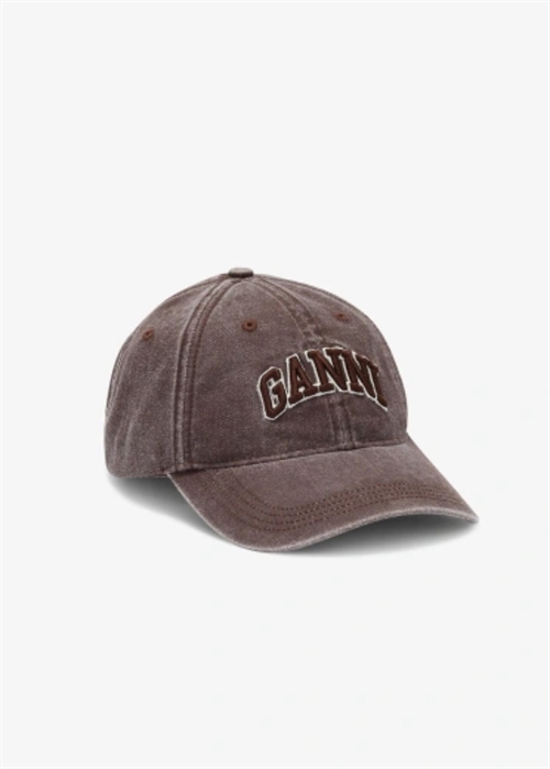 Washed cotton canvas cap Chocolate Plum B3020105 Ganni 