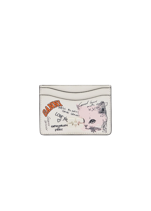 Cat Signature card holder Egret A7031 Ganni 