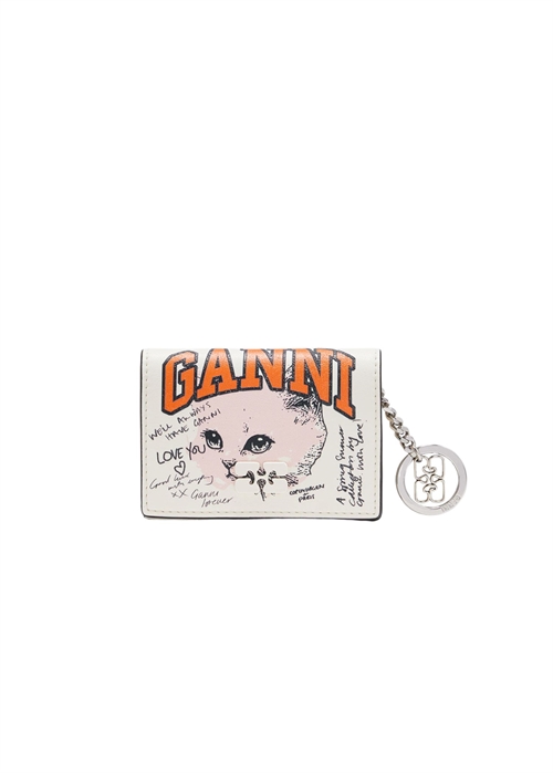 Cat Signature card holder with flap Egret A7039 Ganni 