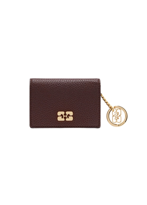 Grained card holder with flap Chicory Coffee A7279 Ganni 