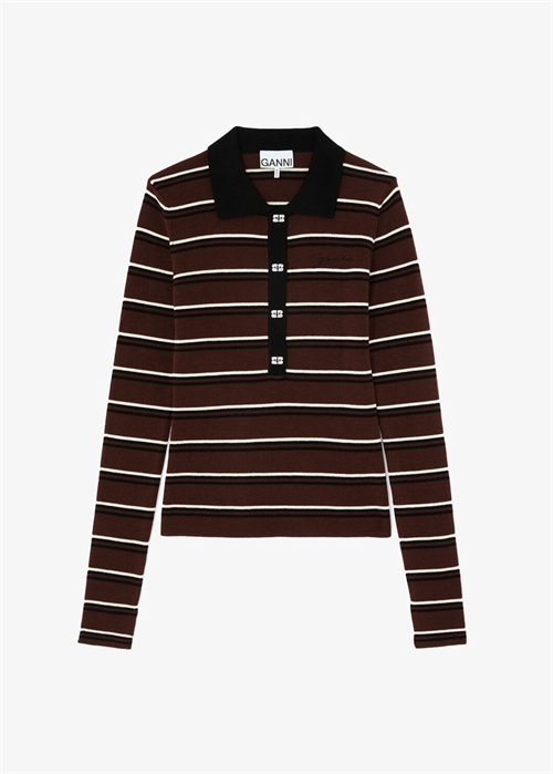 Mini ribbed merino polo Multicolour A1170004 Ganni 