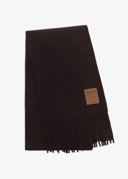 Double face wool knit scarf Chocolate plum B3020049 Ganni 