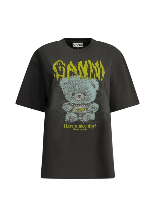 Heavy cotton jersey forest teddy tee Phantom A1050303 Ganni 