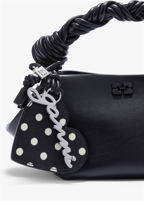 Bou heart mirror bag charm printed Sort B3010036 Ganni 