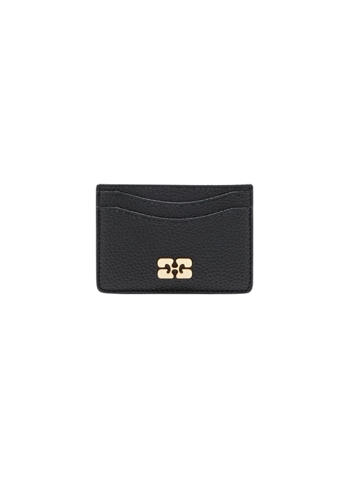 Grained Gold bou card holder Sort A7303 Ganni 